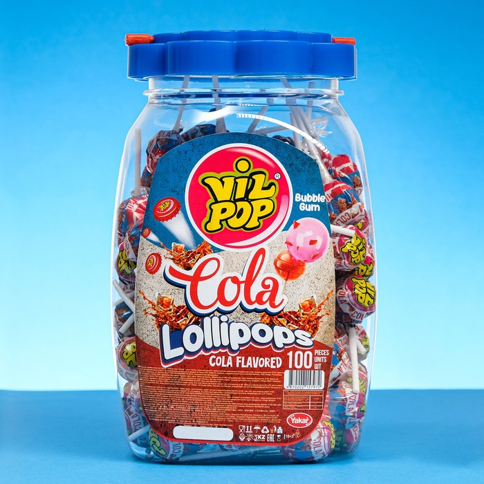 Леденцы карамельные на палочке "Vil pop" с жвачкой Cola, 16 г - Фото 1