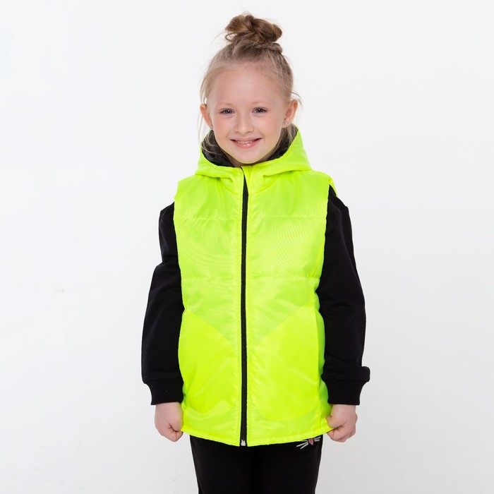 Жилетка с капюшоном детская, цвет салатовый, рост 116-122 см - Фото 1