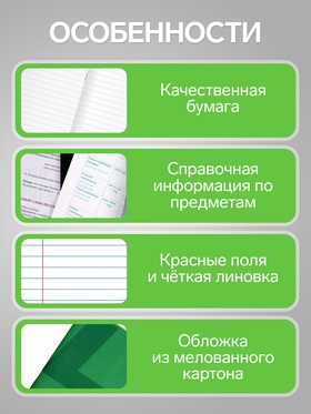 Тетрадь предметная, 36 листов в линейку, Calligrata «MonoTone. Литература», серые листы