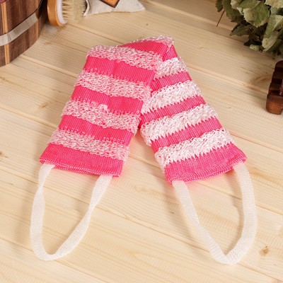 Мочалка банная с ручками "Неженка", фуксия (45 см без ручек), с поролоном,Добропаровъ