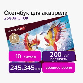 

Альбом для Акварели 245*345 200г/м BRAUBERG ART PREMIERE 10л, с/з 105911