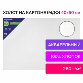 

Холст на картоне (МДФ) хлопок 100% 40*50 см акварельный м/з Brauberg 191684
