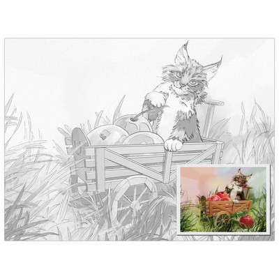 Холст_ на картоне с контуром хлопок 100% 30*40см м/з BRAUBERG CLASSIC "Кот" 191549