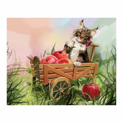Холст_ на картоне с контуром хлопок 100% 30*40см м/з BRAUBERG CLASSIC "Кот" 191549