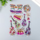 Наклейка пластик объёмные с глиттером "Автомобили/Музыка" золото/серебро МИКС - фото 22042410