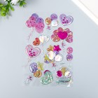 Наклейка пластик объёмные с глиттером "Сердечки" золото/серебро - фото 24636715