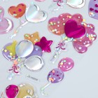 Наклейка пластик объёмные с глиттером "Сердечки" золото/серебро - фото 24636716