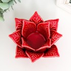Подсвечник керамика на 1 свечу "Листья розы" d-4,2 см красный 13х13х9 см - Фото 3