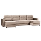 П-образный диван большой «Виват», механизм еврокнижка, велюр, цвет бежевый - Фото 1