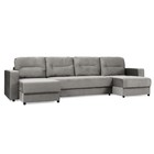 П-образный диван большой «Виват», механизм еврокнижка, велюр, цвет серый - Фото 1