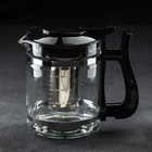Чайник стеклянный заварочный «Кессель», 1,2 л, с металлическим ситом, цвет чёрный - фото 320254717