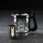 Чайник стеклянный заварочный «Кессель», 1,2 л, с металлическим ситом, цвет чёрный - Фото 4