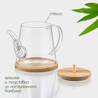 Заварочный чайник BellaTenero «Бамбук», 600 мл, 19×11.3×12.2 см, с бамбуковой крышкой, металлический фильтр, стекло - Фото 2