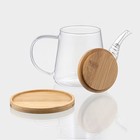 Заварочный чайник BellaTenero «Бамбук», 600 мл, 19×11.3×12.2 см, с бамбуковой крышкой, металлический фильтр, стекло - Фото 4