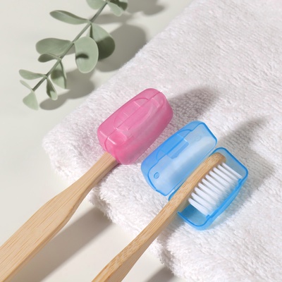 Колпачок - футляр для зубной щётки, набор - 2 шт, 3,8 × 2,2 × 1,8 см, цвет розовый/голубой