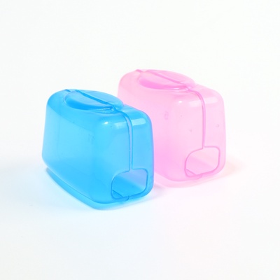 Колпачок - футляр для зубной щётки, набор - 2 шт, 3,8 × 2,2 × 1,8 см, цвет розовый/голубой