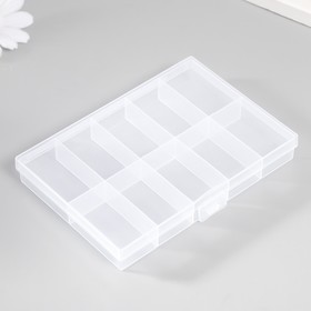Шкатулка пластик для мелочей 'Прямоугольная' прозрачная 10 отделений 9х13х1,7 см