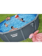 Бассейн каркасный Hydrium, 549×132 см, песочный фильтр-насос, лестница, скиммер, тент, подстилка, дозатор, круглый, 561CS Bestway - фото 68914189