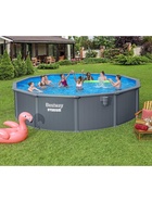 Бассейн каркасный Hydrium, 549×132 см, песочный фильтр-насос, лестница, скиммер, тент, подстилка, дозатор, круглый, 561CS Bestway - Фото 20