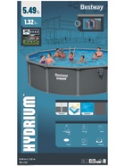 Бассейн каркасный Hydrium, 549×132 см, песочный фильтр-насос, лестница, скиммер, тент, подстилка, дозатор, круглый, 561CS Bestway - фото 68914192