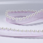 Лента декоративная с бусинами, 12 мм, 4.5±0.5 м, сиреневая №44 - Фото 1