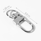 Карабин металлический, 34×12.5 мм / 10×1 мм, 5 шт., цвет серебряный - Фото 2