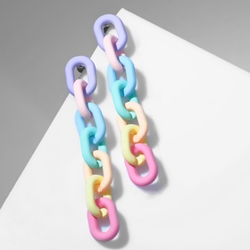 Серьги пластик "Цепи" 7 звеньев, цветные матовые