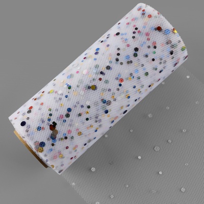 Фатин с разноцветными блёстками, 15 см, 23±1 м, 11±1 г/м², белый №1