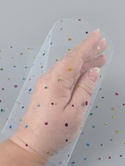 Фатин с разноцветными блёстками, 15 см, 23±1 м, 11±1 г/м², белый №1 - Фото 3