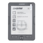 Электронная книга Digma K1, 6", E-ink, HD, 1024х758, 600 MГц, 4 Гб, micro SDHC, серая - фото 51459524