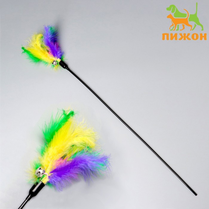 Дразнилка «Яркая жизнь» из перьев, с колокольчиком, микс цветов - Фото 1