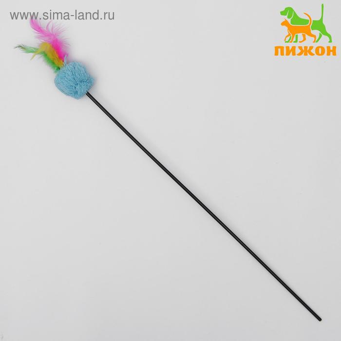 Дразнилка с мягким шариком и перьями, 50 см, микс цветов - Фото 1