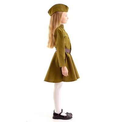 Карнавальный костюм «Военного», для девочки, пилотка, ремень, 8-10 лет, рост 140-152 см
