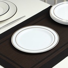 Тарелка одноразовая для фуршета, d=19 см, пластик, круглая, плоская, белая с золотой каёмкой - Фото 11