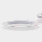 Тарелка одноразовая для фуршета, d=19 см, пластик, круглая, плоская, белая с золотой каёмкой - Фото 5