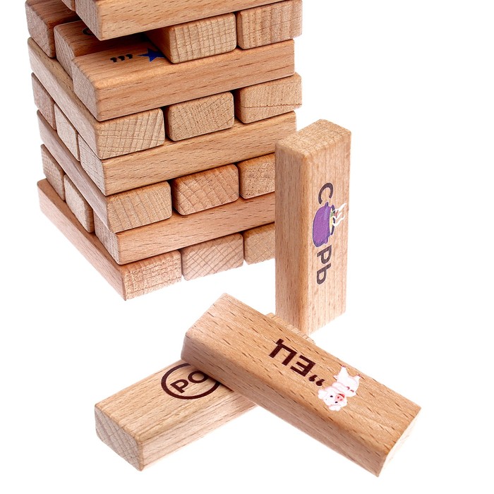 Настольная игра «Башня с ребусами», 54 элемента, в деревянном ящике - фото 1906195839