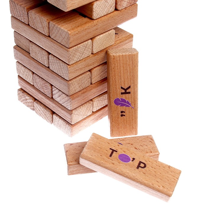Настольная игра «Башня с ребусами», 54 элемента, в деревянном ящике - фото 1904734652