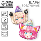 Воздушные шары фольгированные 24" «Девочки аниме», 2 шт. - Фото 1