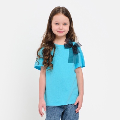 Футболка для девочки KAFTAN «Бантик», голубая, размер 32, рост 110-116 см