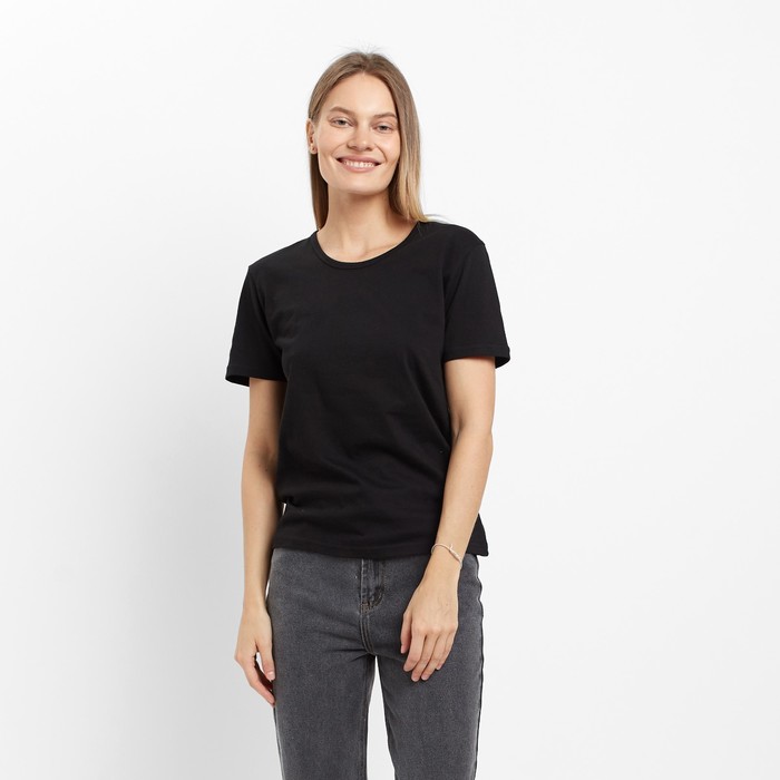 Футболка женская, цвет чёрный, размер 46 - Фото 1