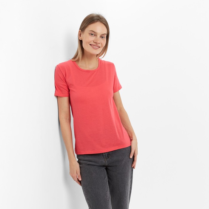 Футболка женская, цвет коралловый, размер 52 - Фото 1