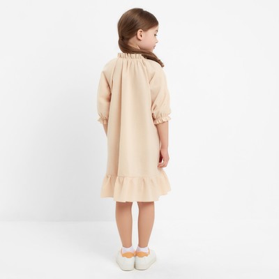 Платье для девочки MINAKU: Cotton collection, светло-бежевое, рост 116-122 см