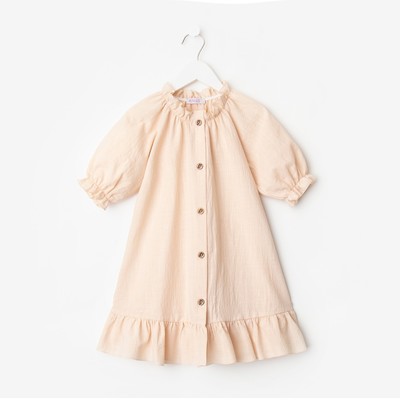 Платье для девочки MINAKU: Cotton collection, светло-бежевое, рост 116-122 см