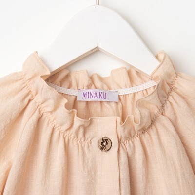 Платье для девочки MINAKU: Cotton collection, светло-бежевое, рост 116-122 см