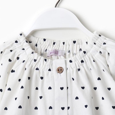 Блузка для девочки с сердечками MINAKU: Cotton collection, белая, рост 104-110 см