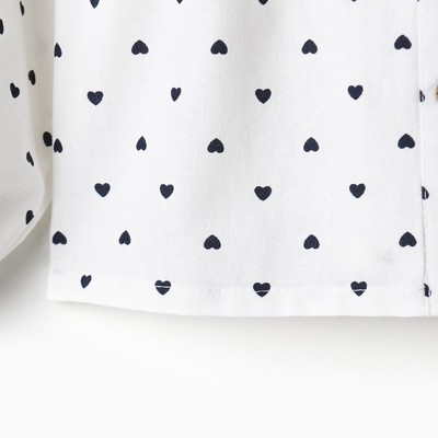 Блузка для девочки с сердечками MINAKU: Cotton collection, белая, рост 104-110 см