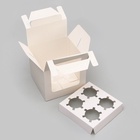 Коробка для 4 капкейков, белая 16×16×14 см - Фото 5