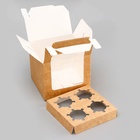 Коробка для 4 капкейков, крафт 16×16×14 см - Фото 5