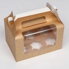 Коробка для 6 капкейков, крафт 23.5×16×14 см - Фото 3