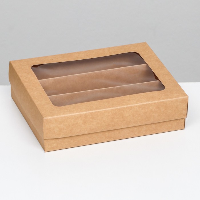 Коробка для макарун, с ложементом, крафт 21 х 16,5 х 5,5 см - Фото 1